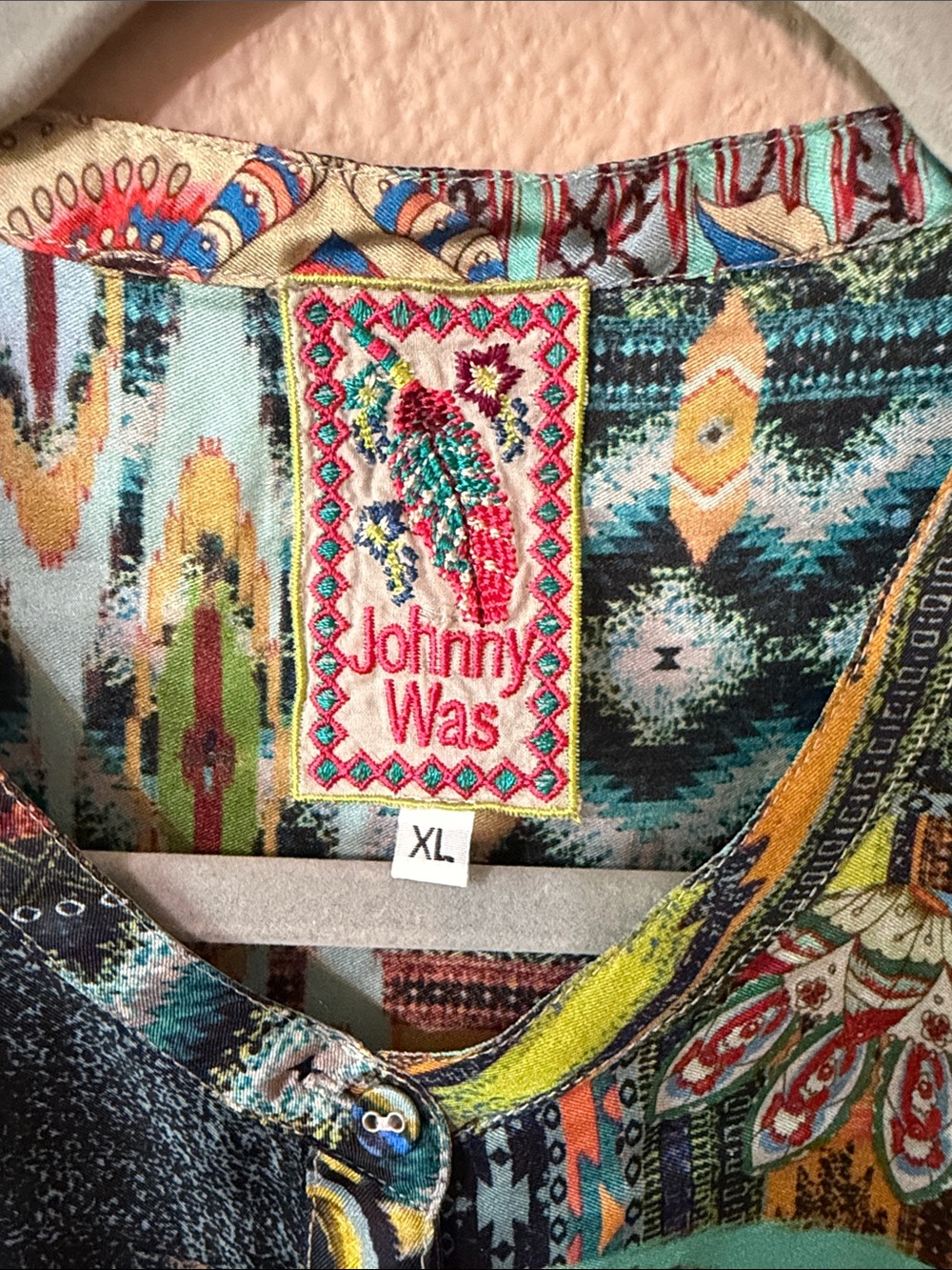 Johnny Was Vivid Floral Patchwork Button-Front Blouse - Multi - Picture 2 of 2